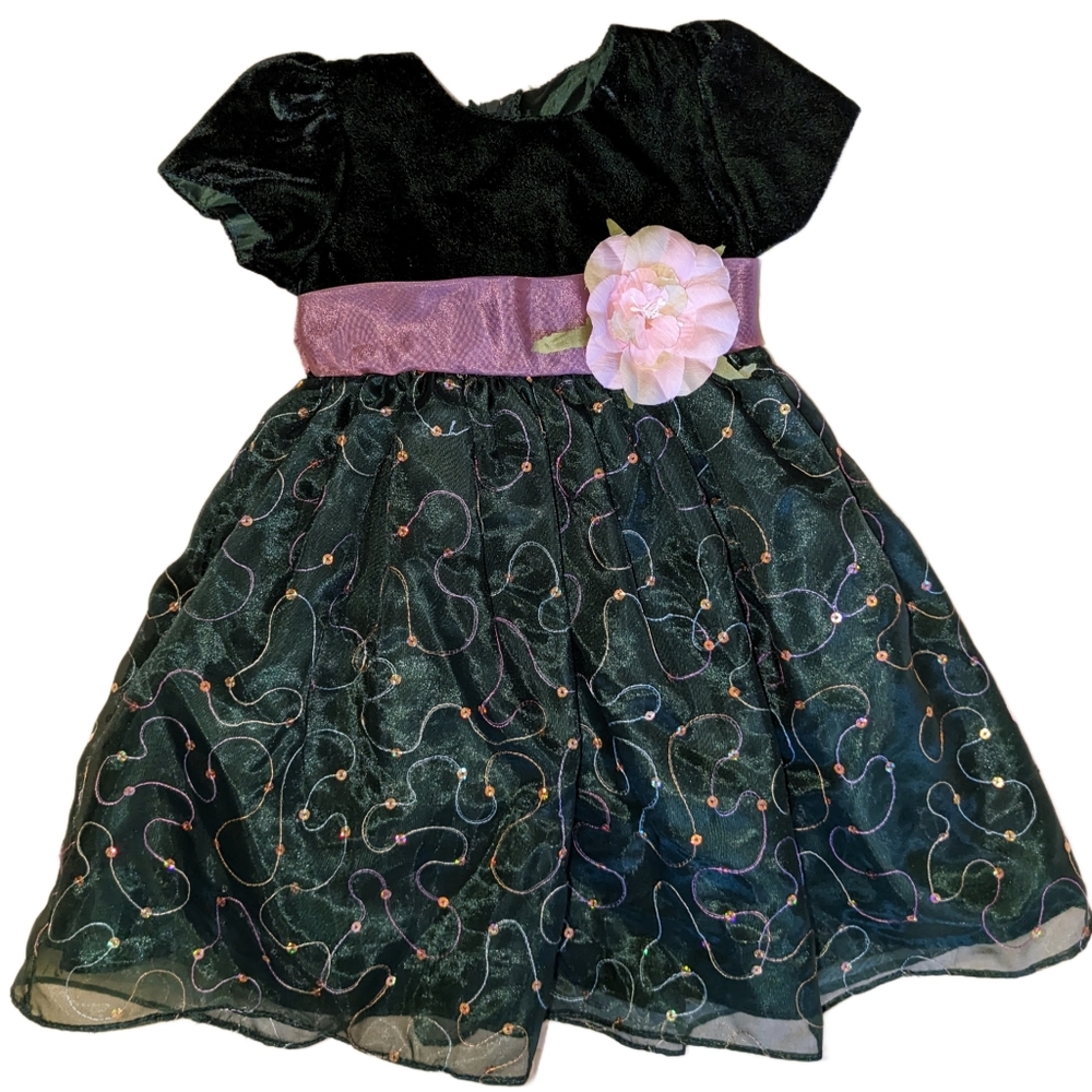 Vintage crushed velvet and tulle party dress
